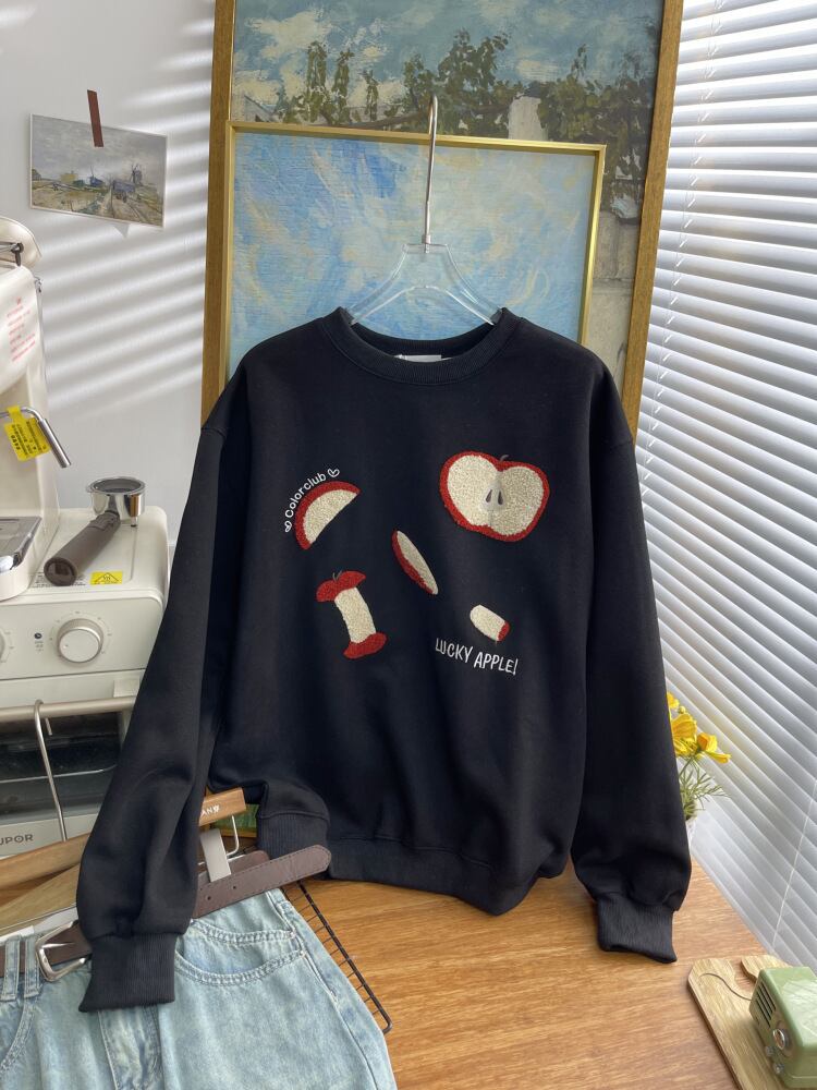 【tops】クルーネック刺繍プルオーバー　M28961