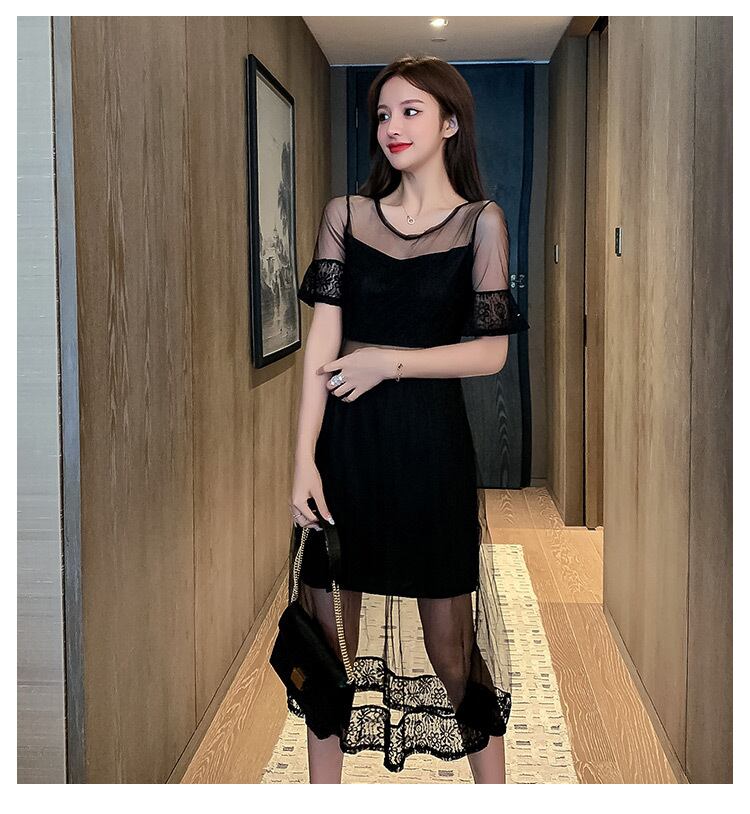 【dress】韓国風気質満点スウィート切り替え着痩せハイウエストワンピース G0271