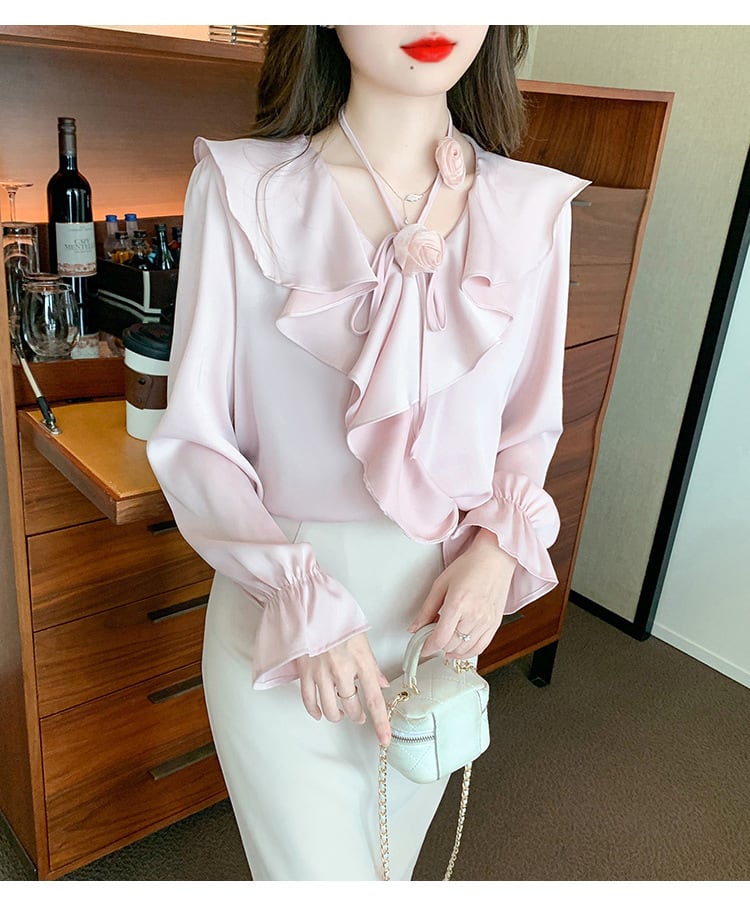 【tops】フリルシャツトップス　M25769