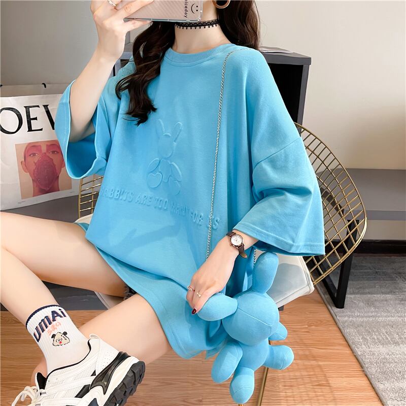 【tops】清新合わせやすい3色ラウンドネック半袖着回しゆったりTシャツF0311