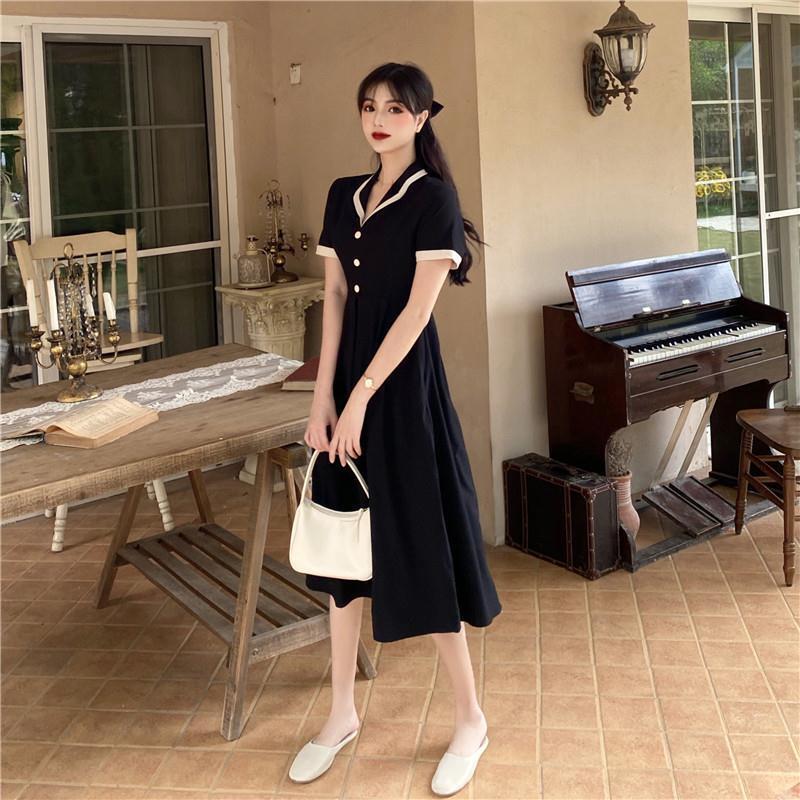 【dress】夏好感度UP!気質満点シンプルレトロレディース プラスサイズワンピース