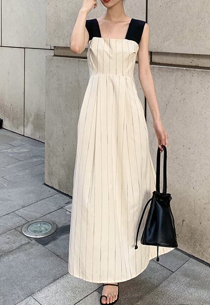 【dress】好感度UP!気質満点セクシースウィート切り替え無地キャミワンピース G0458