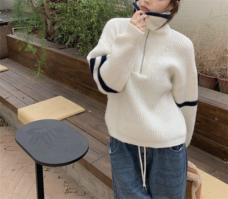 【tops】ファスナーニットセーター　M25995