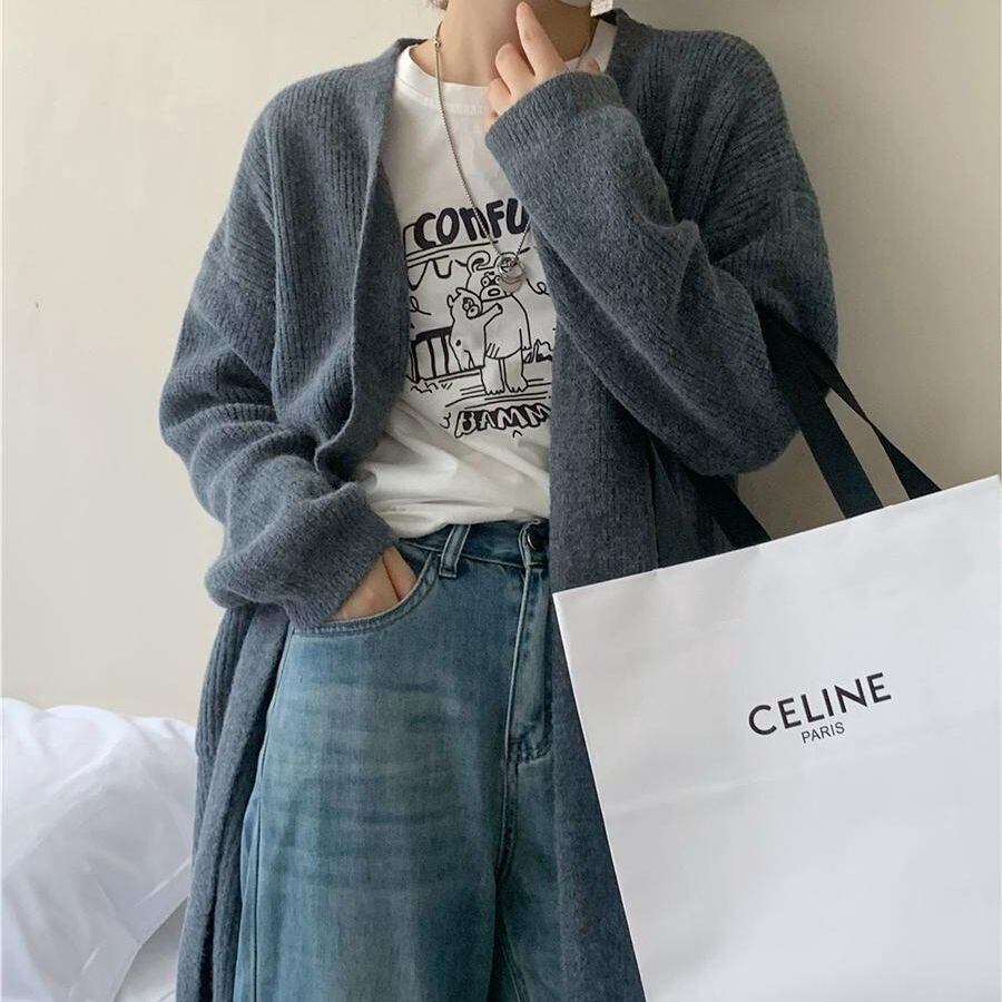 【outer】ロング丈ニットカーデ　M19145