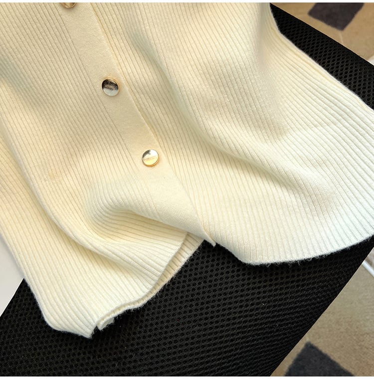 【tops】POLOネックニットＴシャツF7401