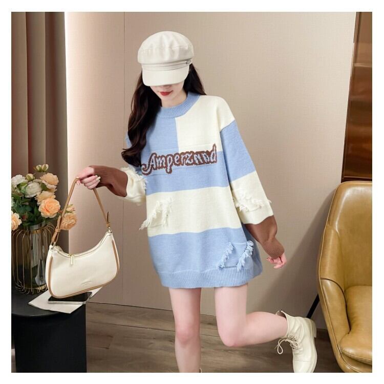 【tops】ボーダー柄ニットセーター　M27501