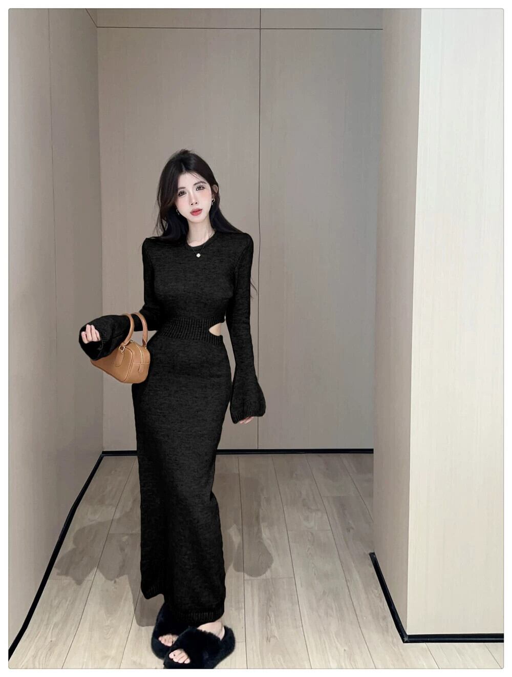 【dress】ウエストカットニットワンピース　N2192