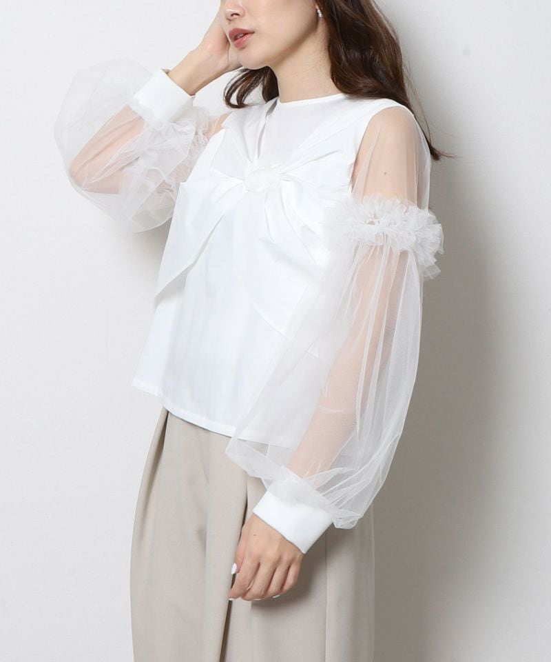 【tops】チュールドッキングブラウス　M30193