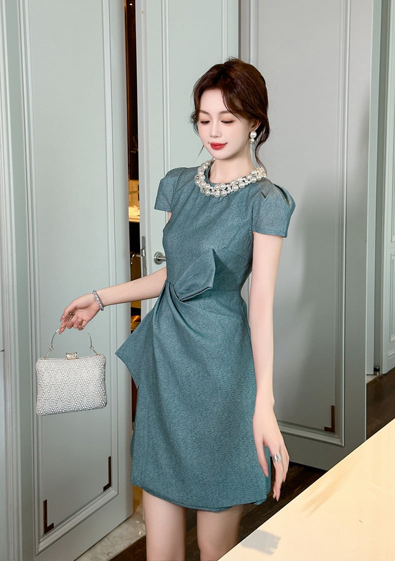 【dress】パールリボン付きワンピース　M24042