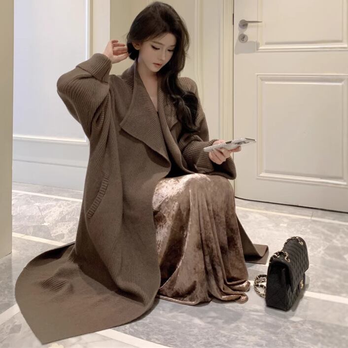 【outer】ロング丈ニットカーデ　M27936