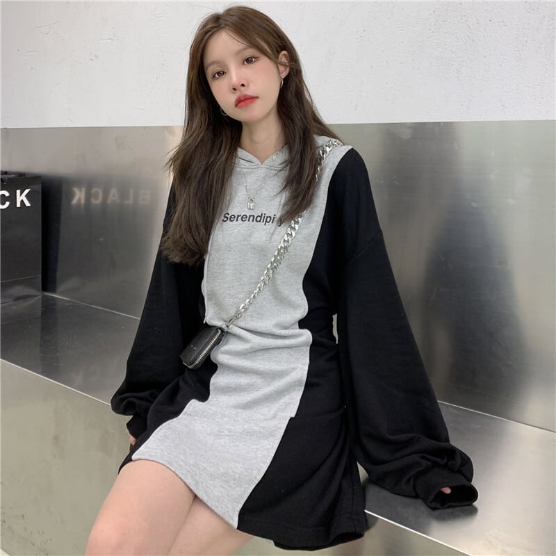 【dress】韓流スタイル!気質満点レトロ秋ルーズパーカーワンピース G1883