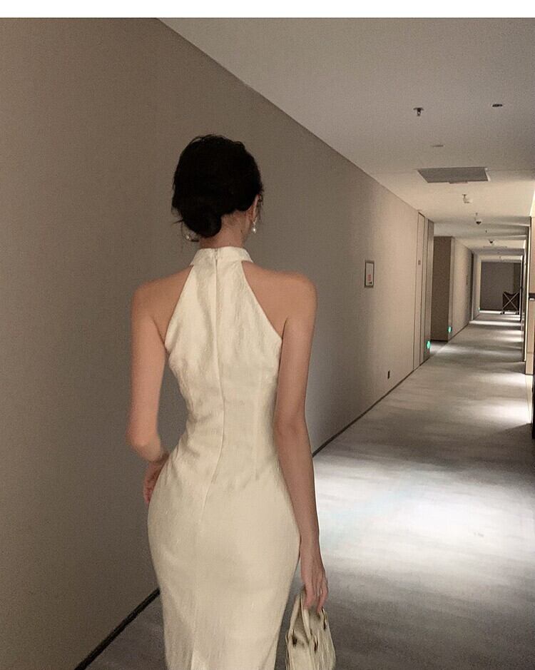 【dress】ホルターネック体型カバーワンピースG21012