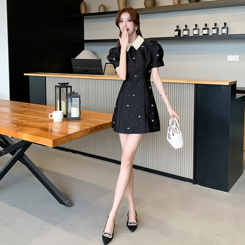 【dress】ビーズパフスリーブワンピース G21107