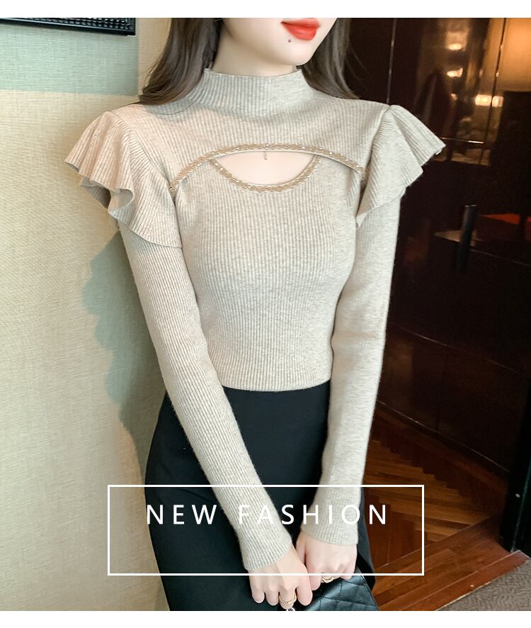 【tops】フリルニットトップス　M18859