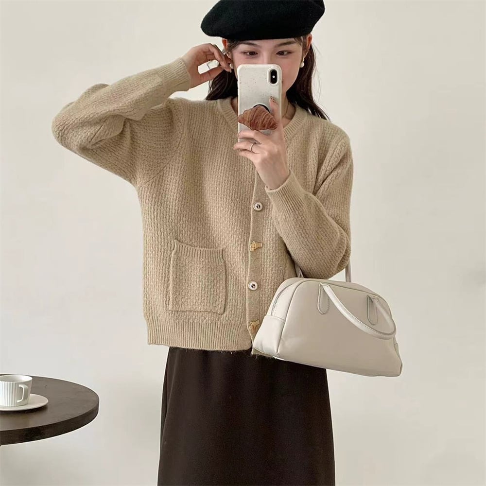 【outer】クルーネックニットカーデ　M25982