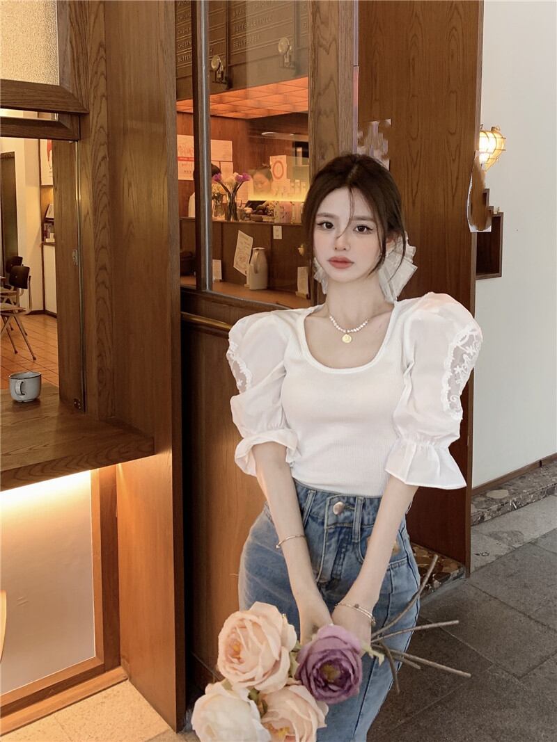 【tops】レース切り替えTシャツG20987