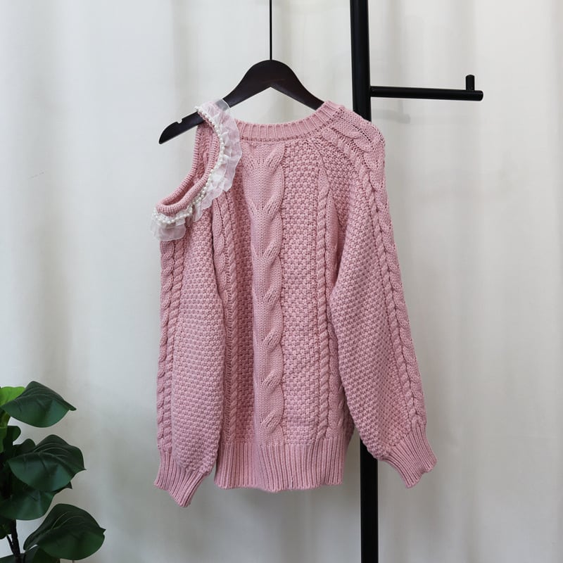 【tops】オフショルダーニットセーター　M25441