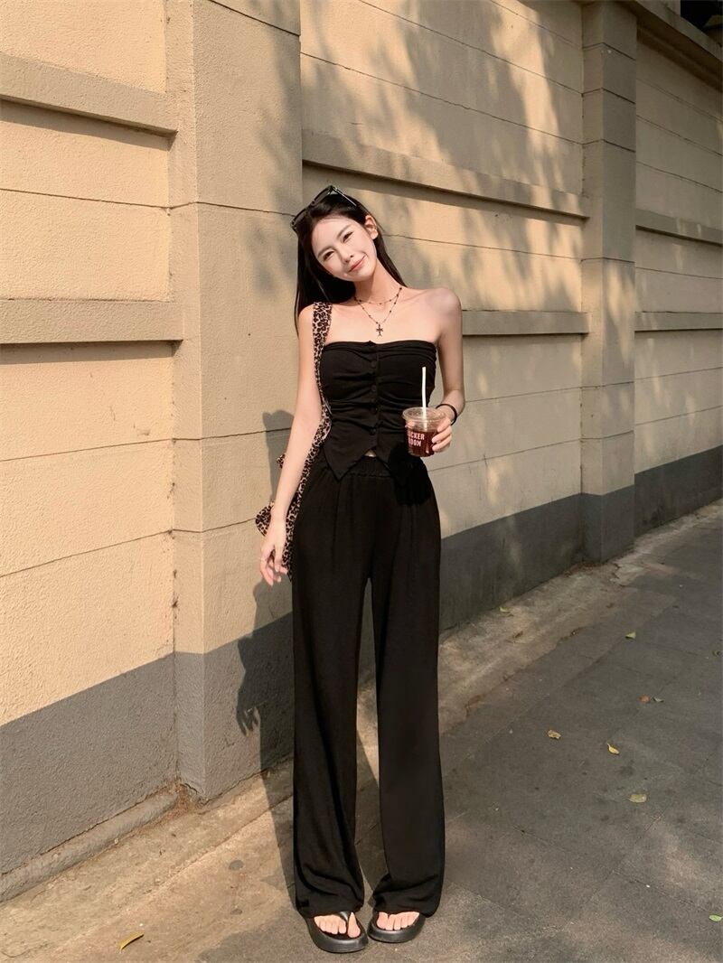 【set】ベアトップ+カジュアルパンツ２点セットG21035