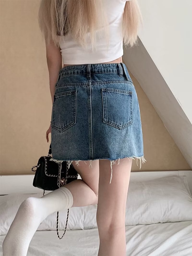 【bottoms】AラインデニムスカートG20938