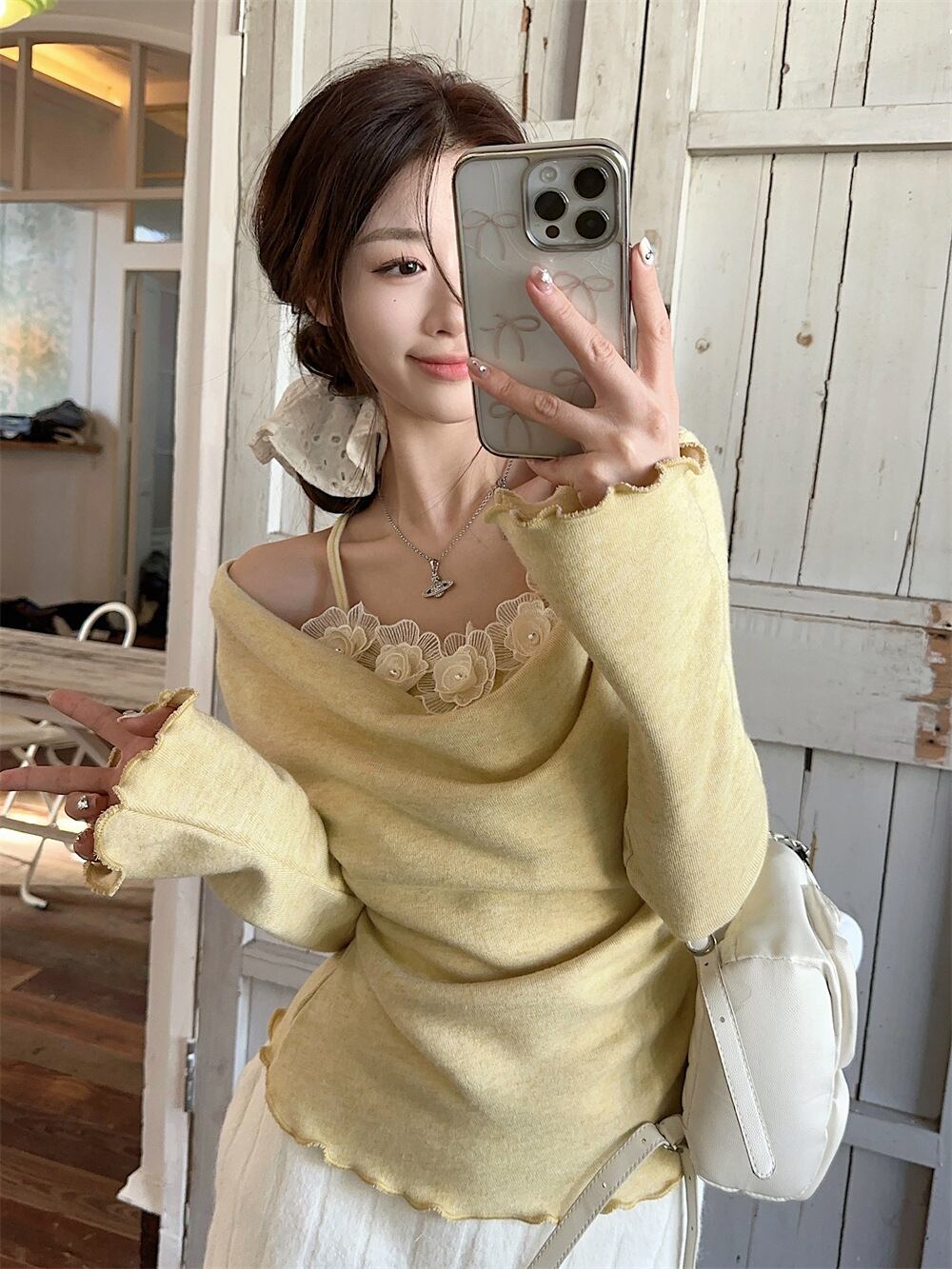 【tops】立体フラワーニットトップス　M27674