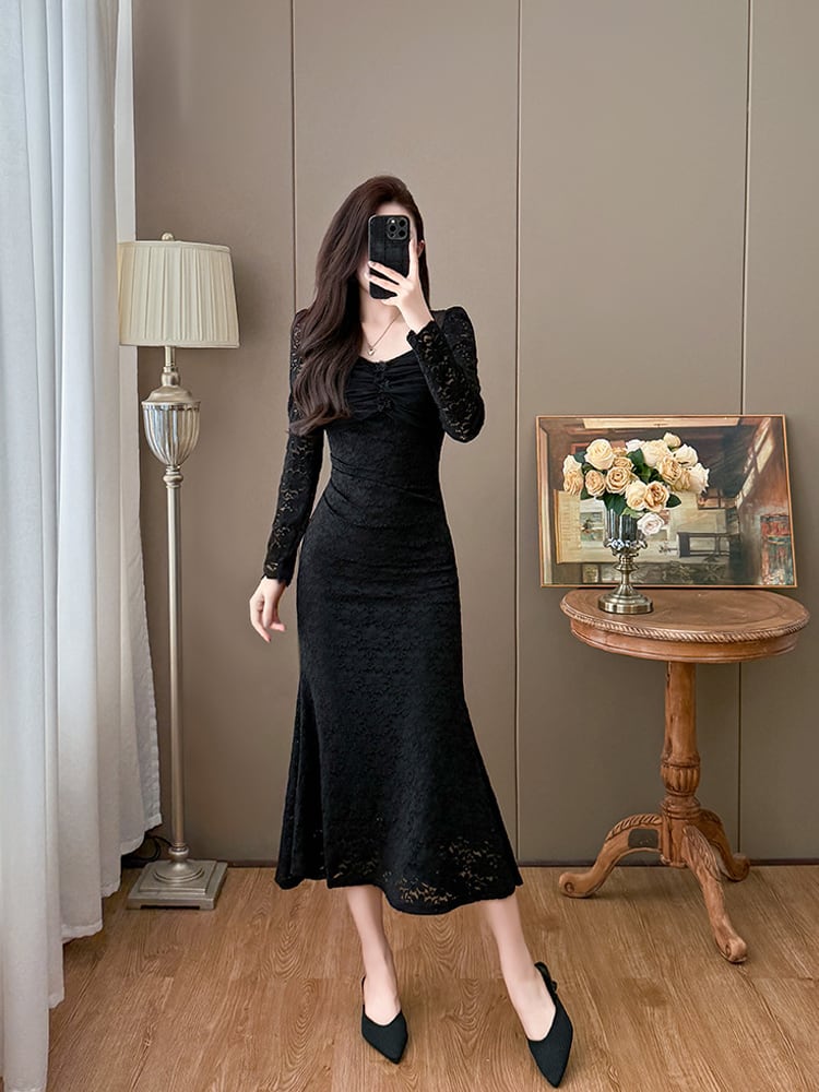 【dress】チュールドッキングレースワンピース Q7499