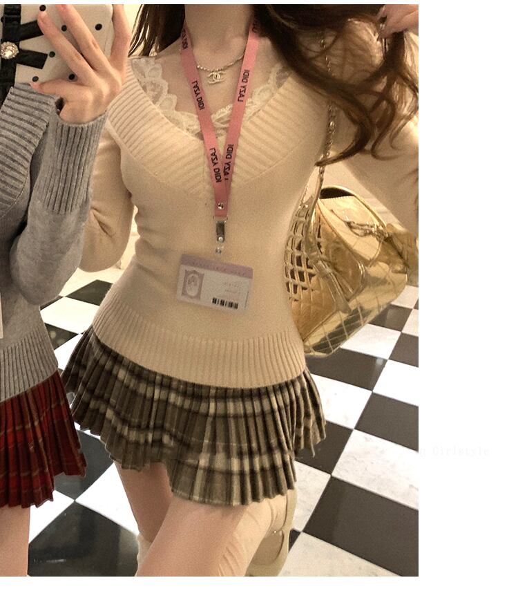 【set】レースインナー×ニットトップスセット     N3299