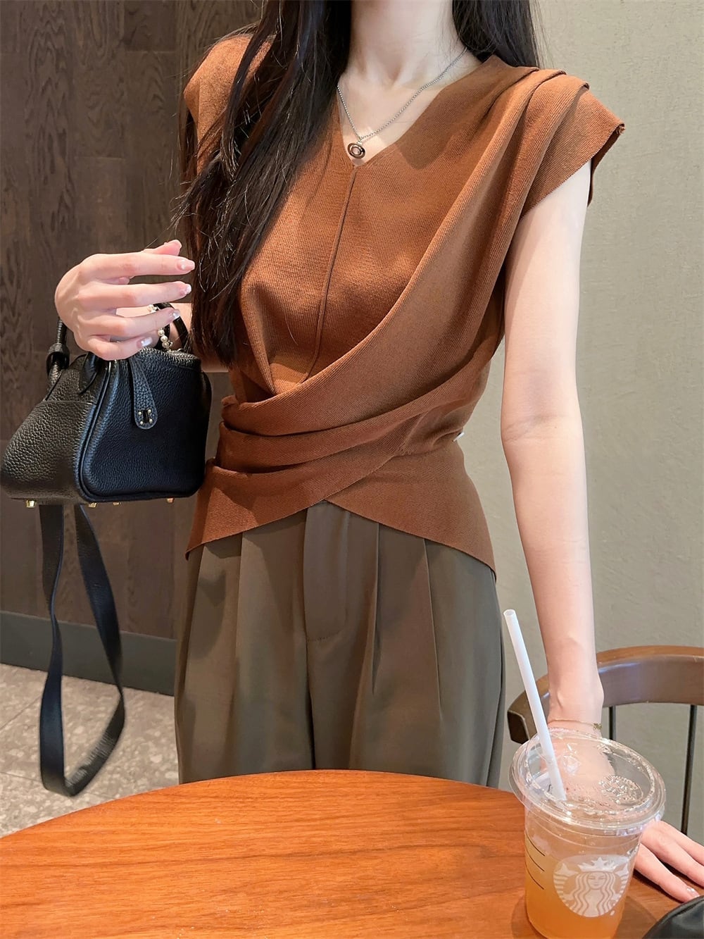 【set】ノースリーブトップス+ワイドパンツセット　M25104