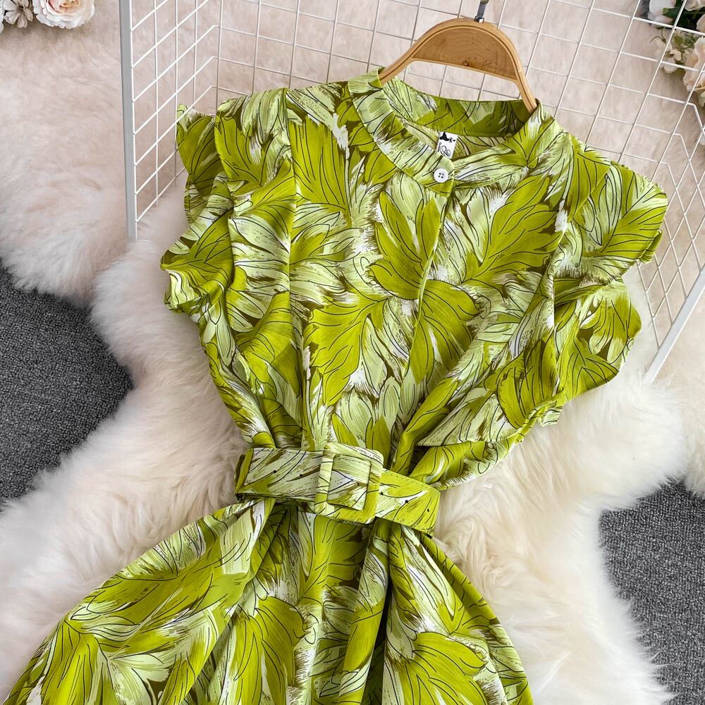 【dress】スタンドネックプリントワンピース G20725