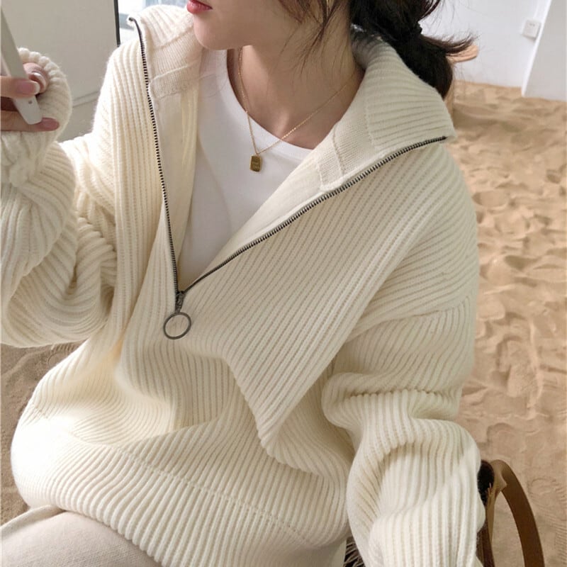 【tops】ファスナーニットセーター　M25903