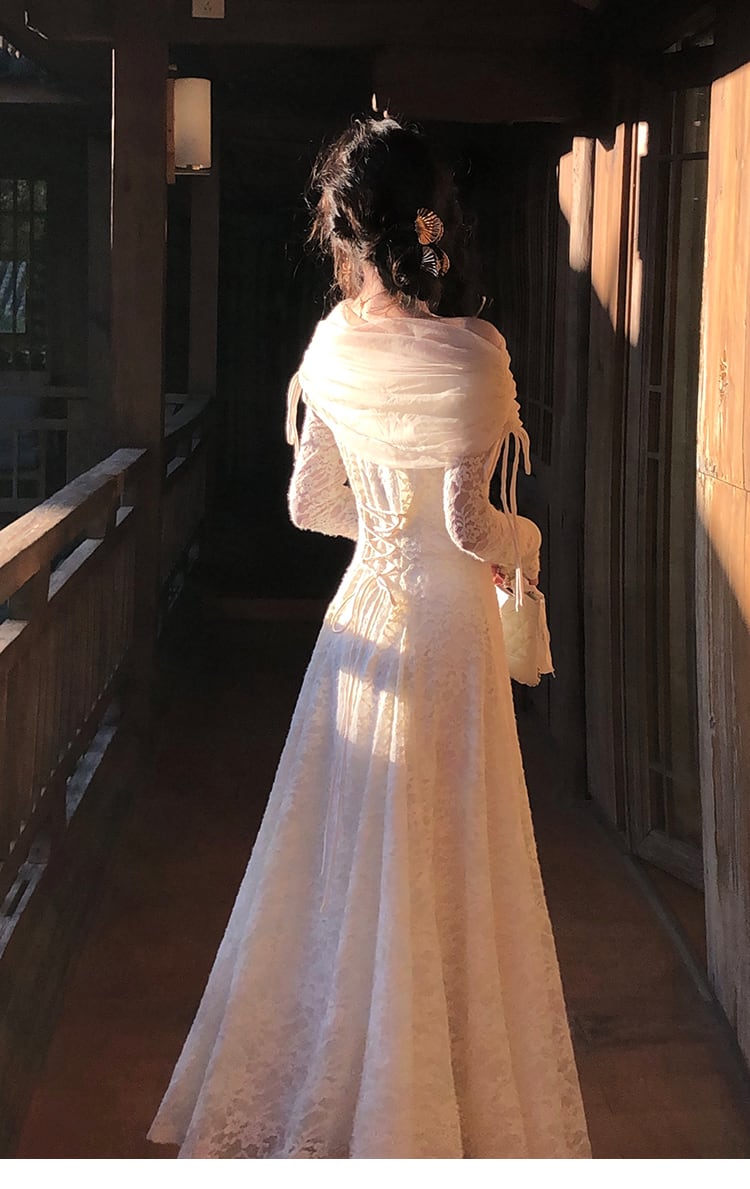 【dress】チュールドッキングレースワンピース　N3528