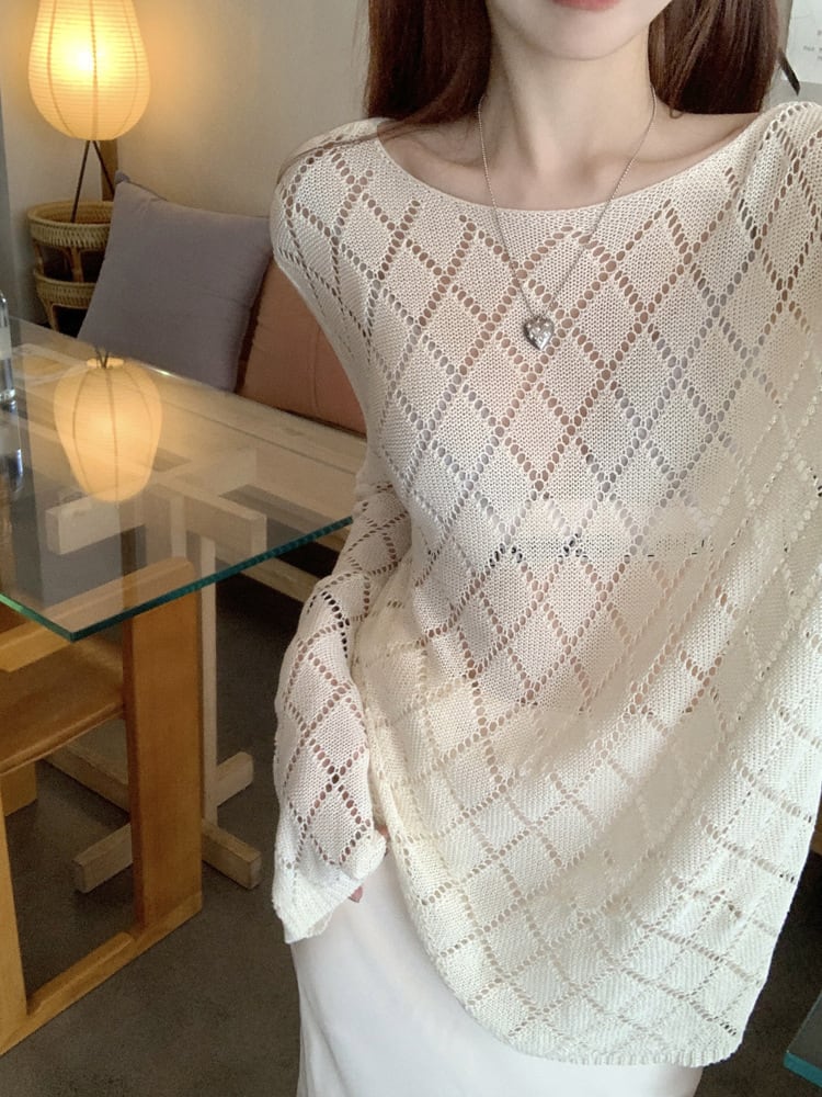 【tops】紫外線対策ニットトップス　M24280