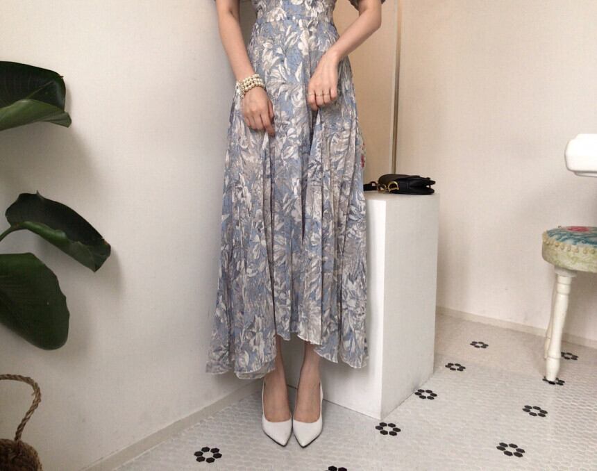 【dress】エレガント!気質満点レトロ韓流スタイルスクエアネックワンピース G6762