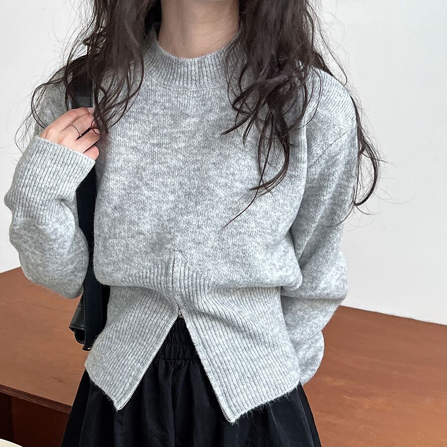 【tops】ファスナーニットトップス　M27273