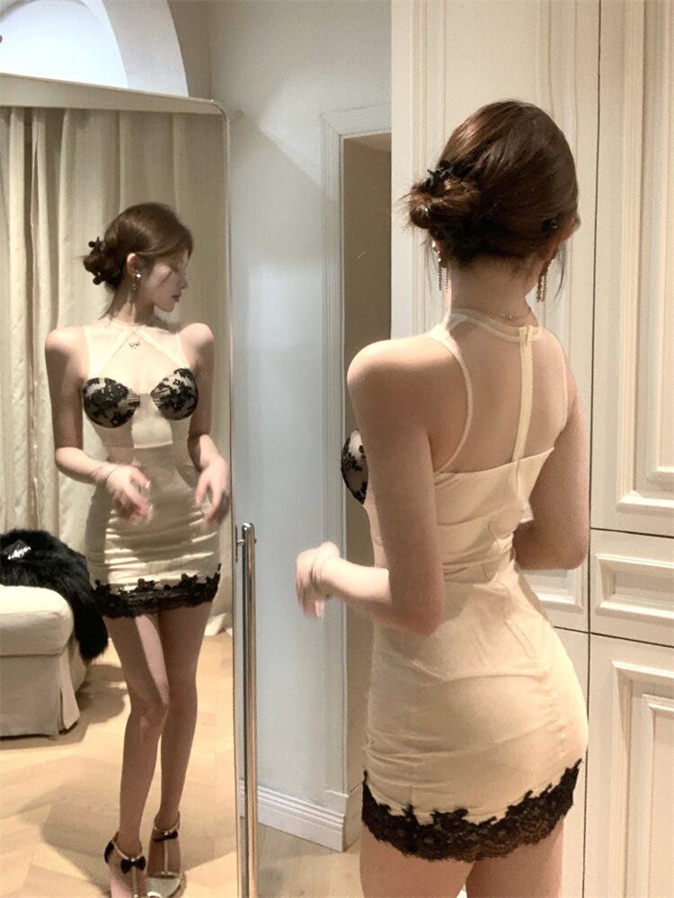 【dress】チュールコンビレースワンピース　M28835