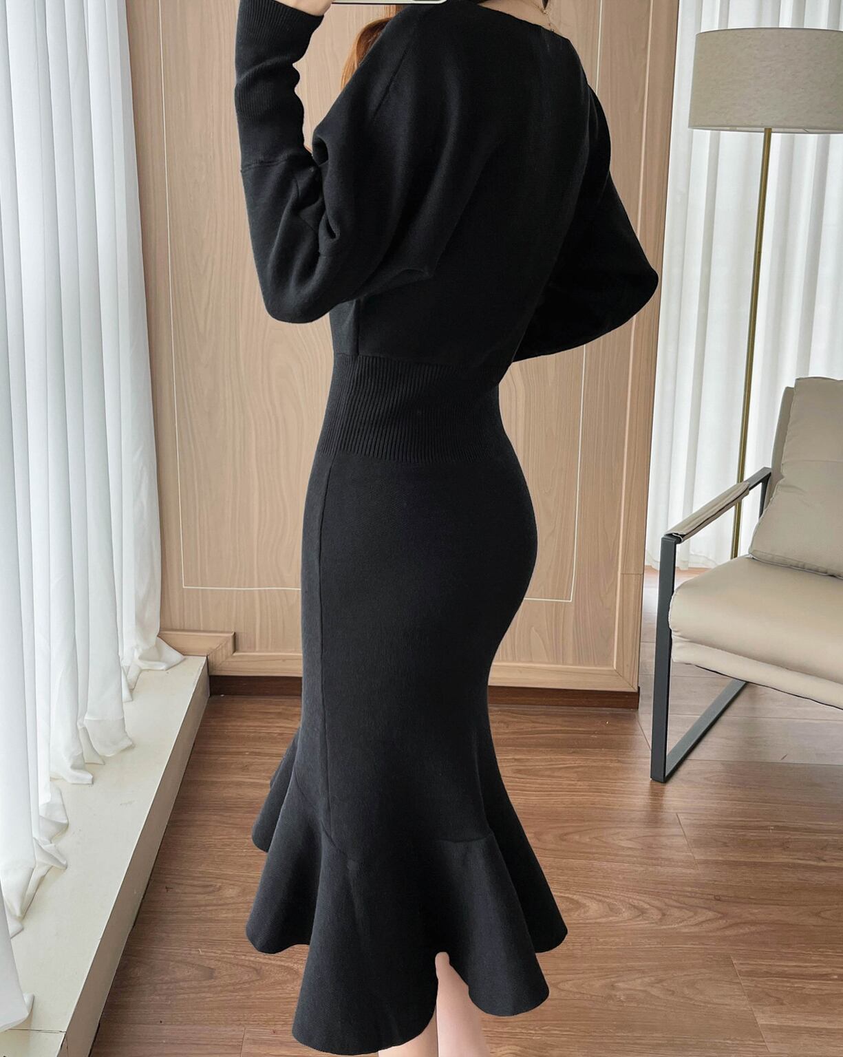 【dress】ニットマーメイドワンピース Q7293