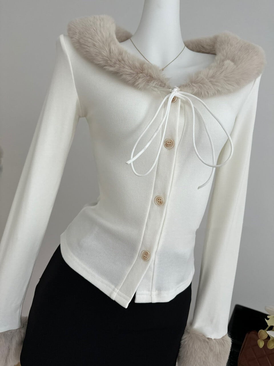 【outer】ファーニットカーデ　M28370