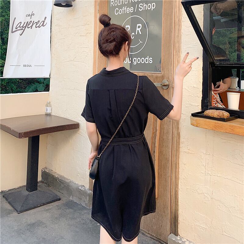 【dress】INS風ファッションPOLOネック 夏着痩せデニムワンピース G0682