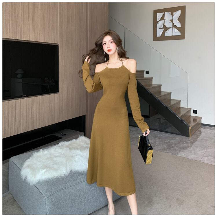 【dress】オフショルダーニットワンピース　M18760