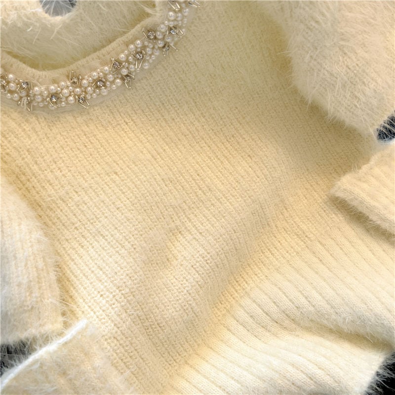 【tops】パールニットセーターアームカバー付き　M26419