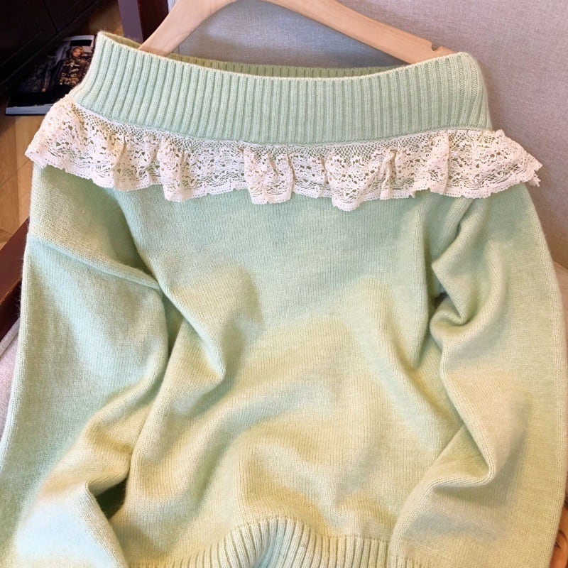 【tops】レース切り替えニットセーター　M29192