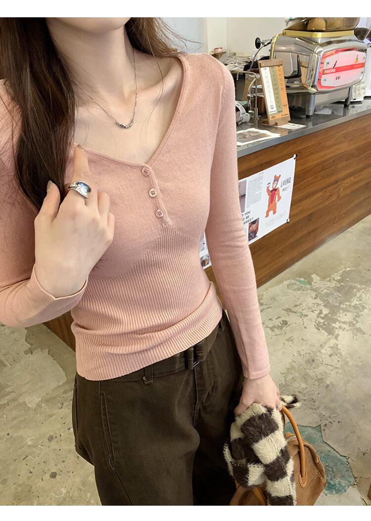 【tops】Vネックニットトップス　M27661