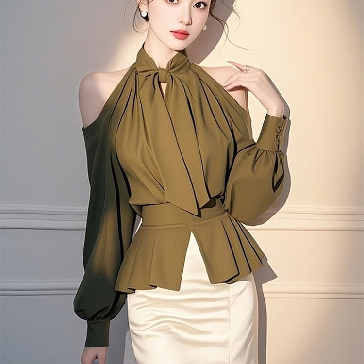 【tops】オフショルダーシャツトップス　M29569