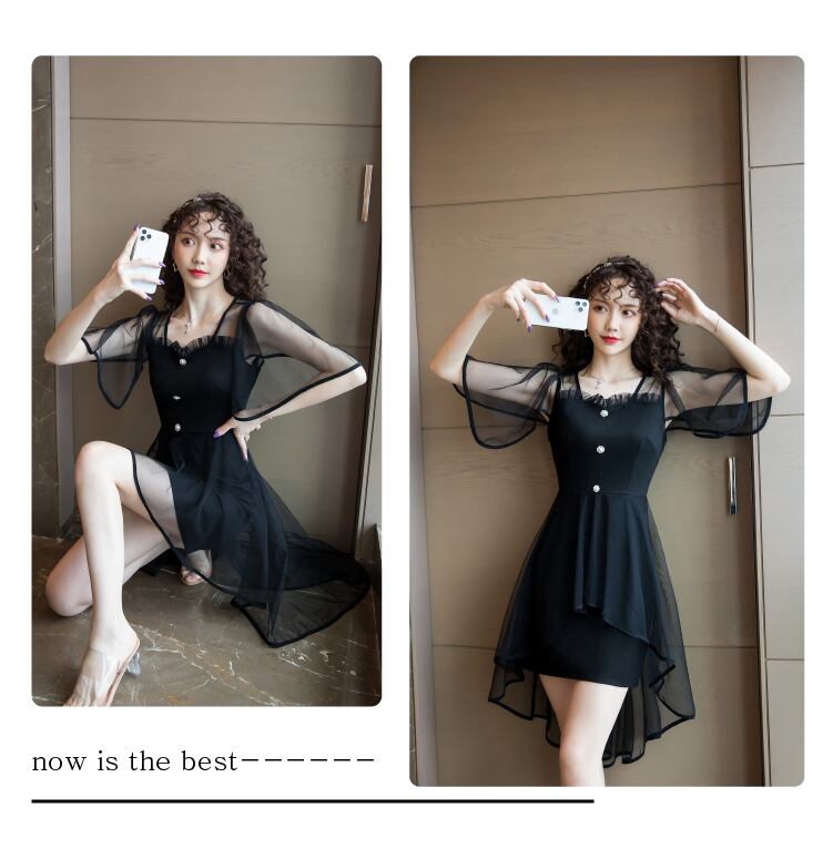 【dress】魅力的 気質満点 無地スクエアネック個性的なデザインセクシーワンピース