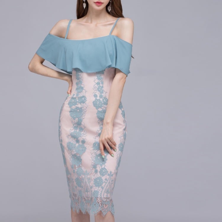 【dress】フリルレースワンピース　M25227