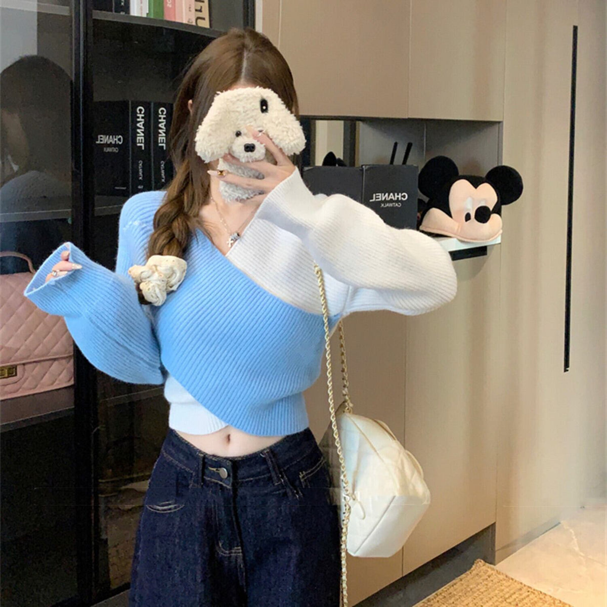 【tops】配色切り替えニットトップス　N2907