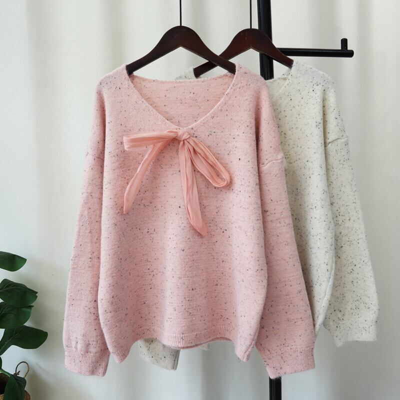 【tops】リボン付きニットセーター　M27598