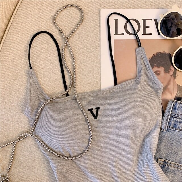 【tops】2色ニットキャミソールF7366