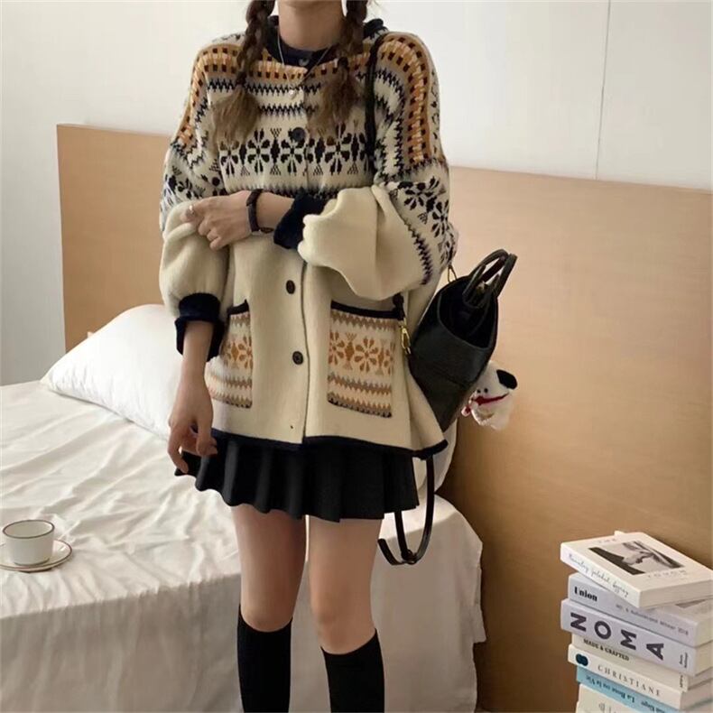 【outer】ジャカードニットカーデ　M27113