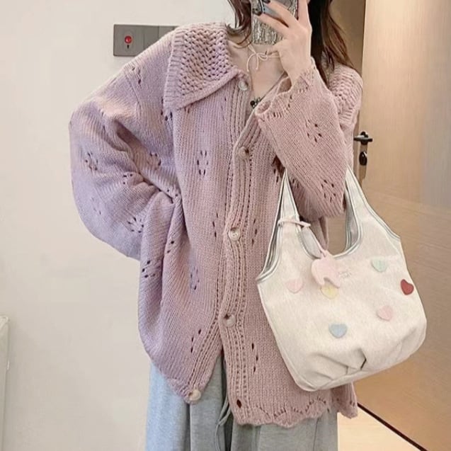 【outer】カットワークニットカーデ　M26037