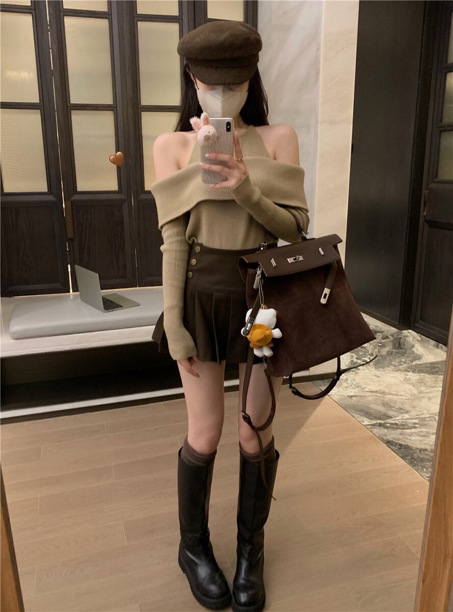 【tops】オフショルダーニットトップス　M28554